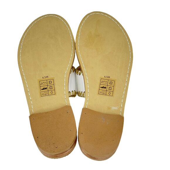 Jack Rogers Women’s White Gold Thong Sandal 6.5 Sparkle Bow Rhinestone Fancy NEW - Picture 9 of 11